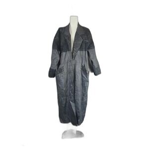 Chandler Hill Vintage Embosse Floral Detail Leather Trench Coat Size Large